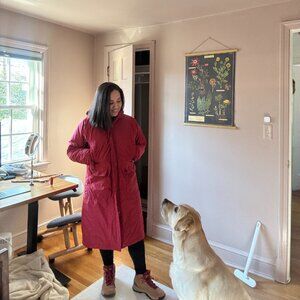 Vintage LL Bean Red Long Thinsulate Hooded Jacket Size M Petite Cabincore 90s